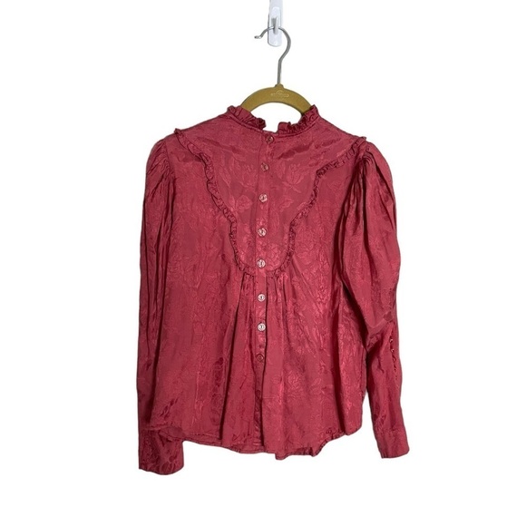 By Timo Button Back Floral Victorian Dark Pink Long Sleeve Blouse XS Bytimo - Picture 4 of 8